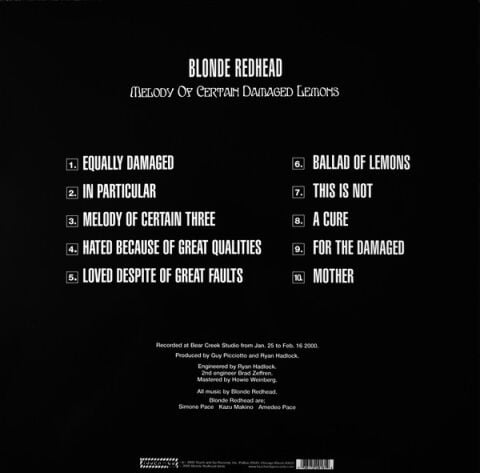 Blonde Redhead - Melody Of A Certain Damaged Lemons - Plak