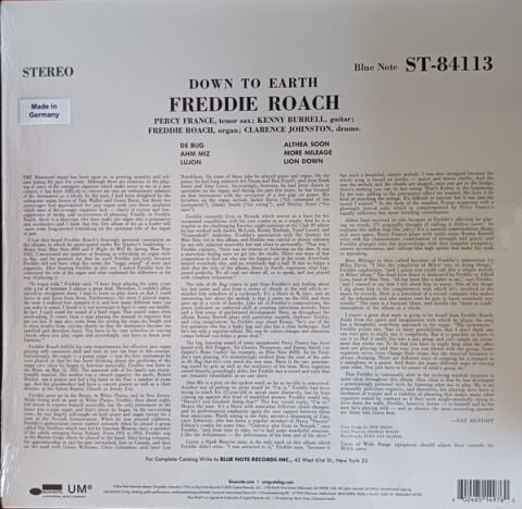 Freddie Roach - Down To Earth - Plak